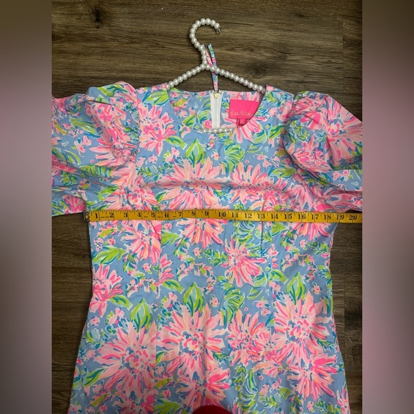 Lilly Pulitzer Roni Stretch Blue Peri Sunrise Bay Shift Dress Size 12 - Picture 8 of 10